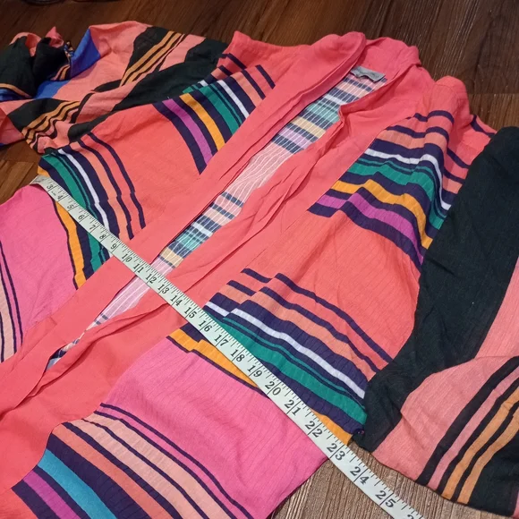 Anthropologie Conditions Apply Striped Cover-Up Kaftan Kimono One Size - Picture 9 of 10